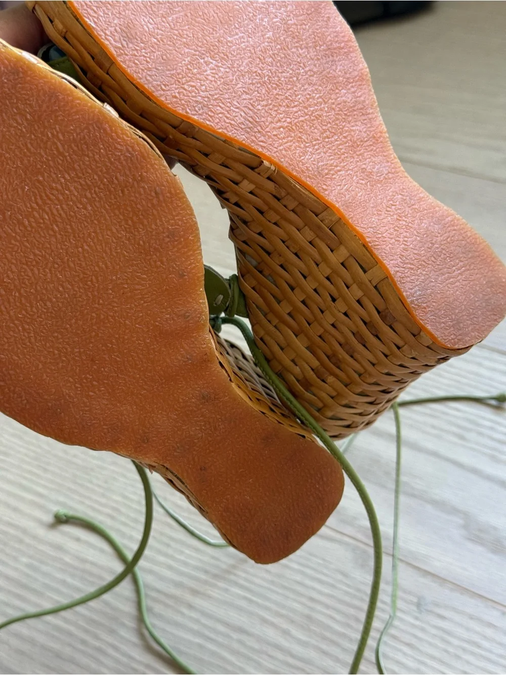 Patrizia Pancaldi Olive Green Leather Wedge Heels